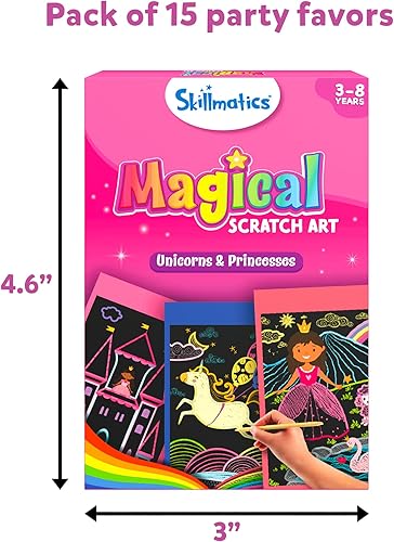 Miniatura 2 de Skillmatics Recuerdos de fiesta (paquete de 15)  Juego de arte mágico para rascar para niños, unicornios y princesas, bolsas de regalo rosas,