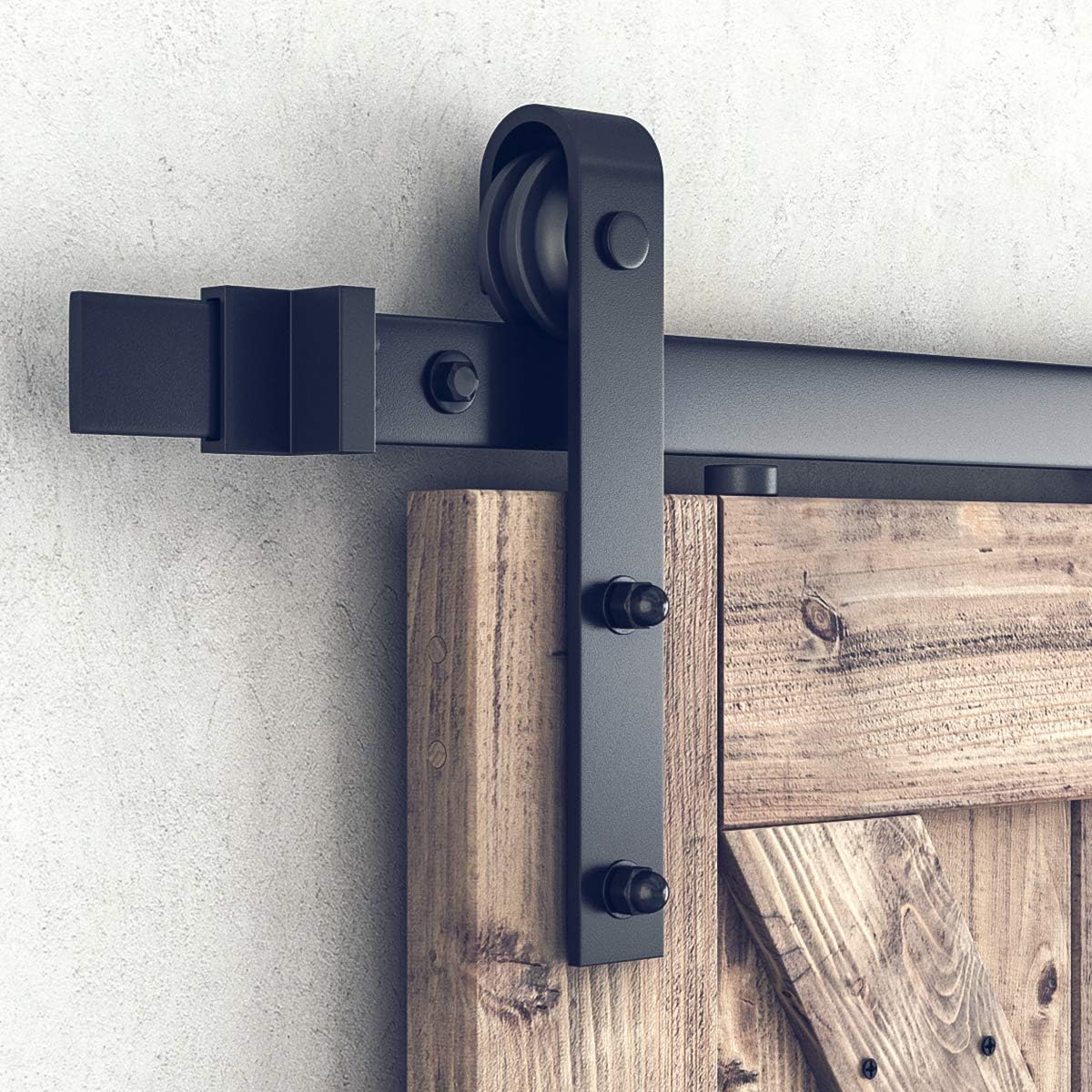 SMARTSTANDARD 13 FT Double Barn Door Hardware Kit, Sliding Door Track-Smoothly and Quietly -Includes Detailed Installation Fit 36"-40" Wide Door Panel(J Shape Hanger) Black