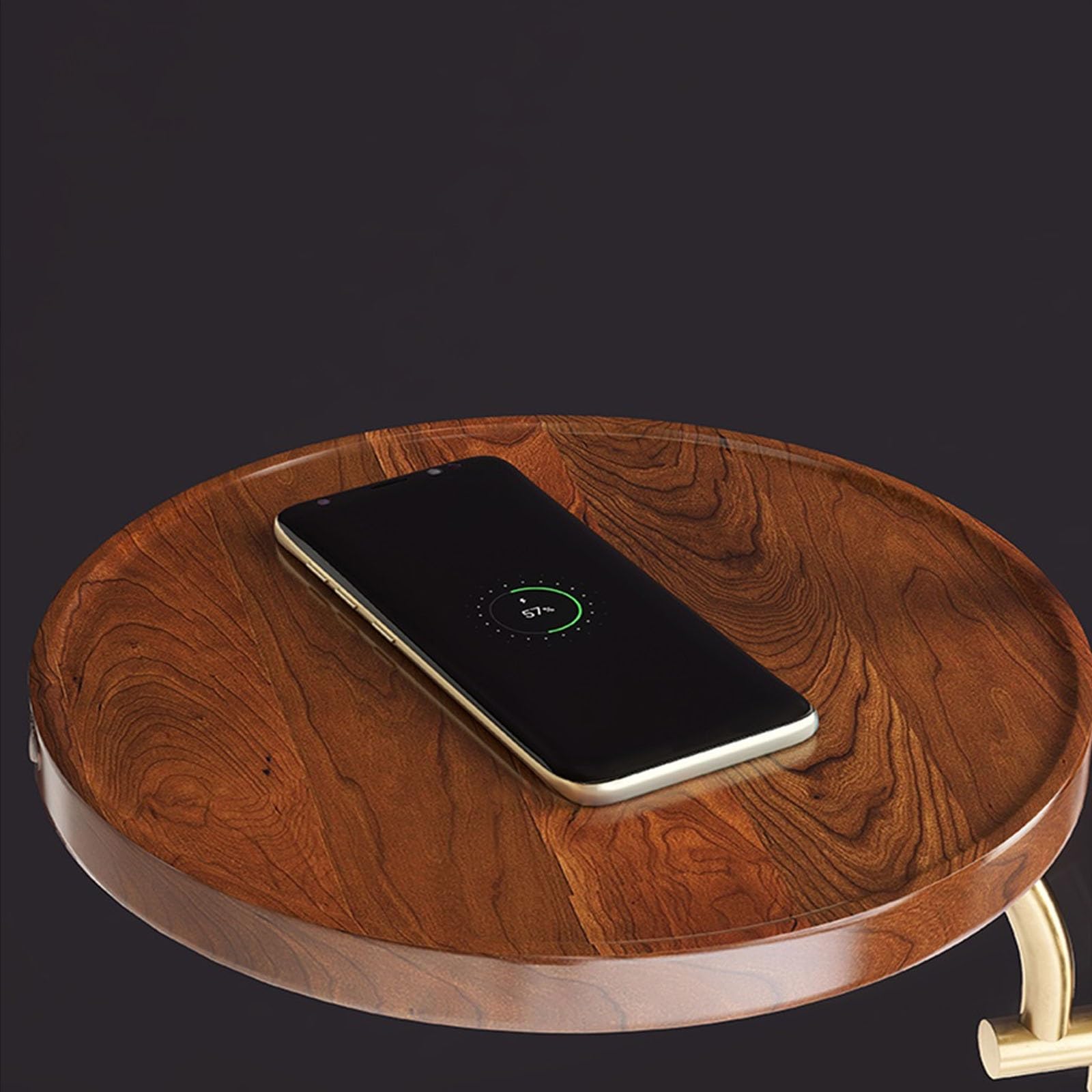 Luce da terra Lampada da terra in stile moderno salvaspazio con vassoio in legno, lampada moderna dimmerabile for soggiorno, camera letto, ufficio Lampada d'angolo