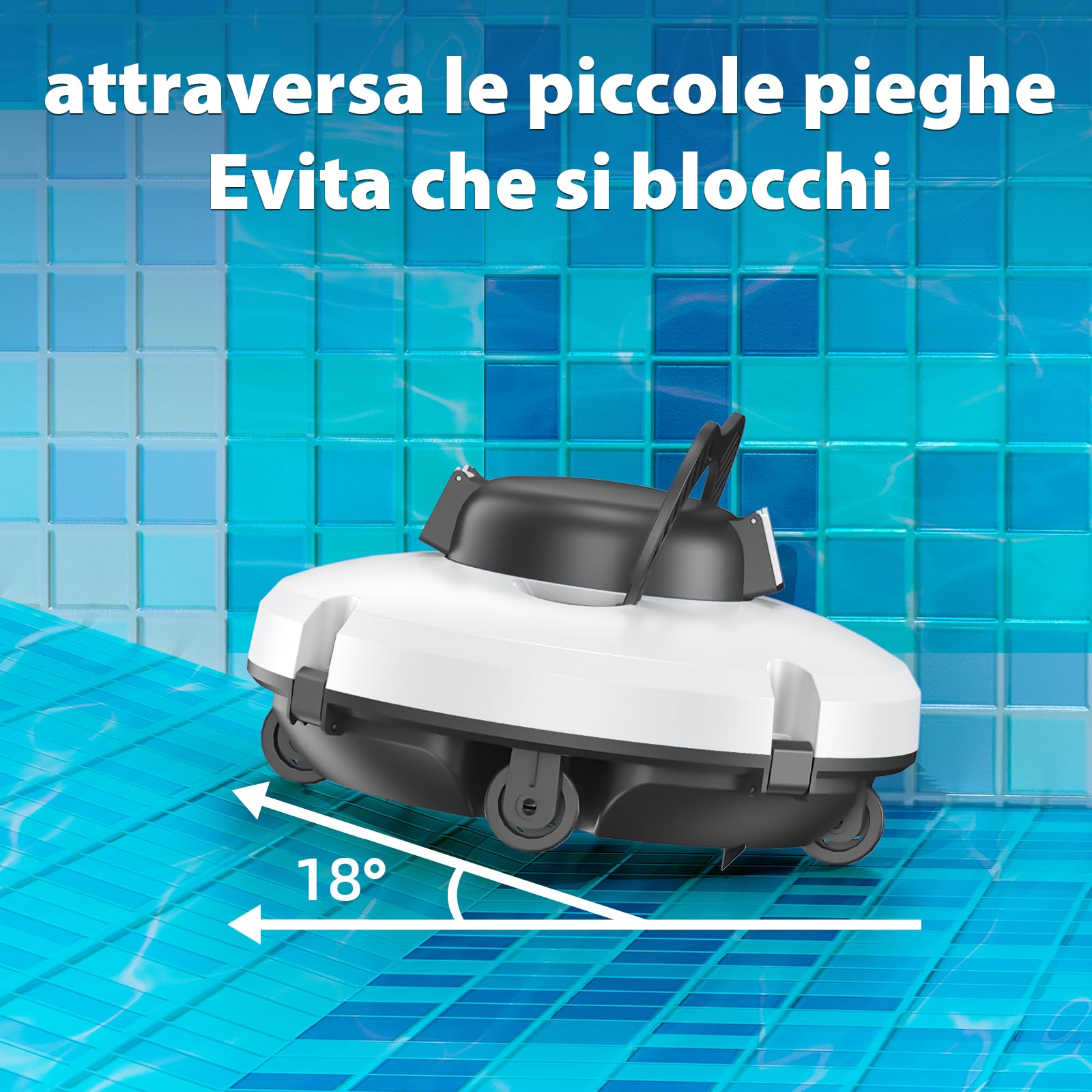 Redkey Upgrade S100 Robot Piscina, 200 Minuti di Pulizia, Supera 18° di Pendenza, Batteria a Doppia azionamento, Parcheggio Automatico, Robot Piscine Fuori Terra per Piscina da 120 m²