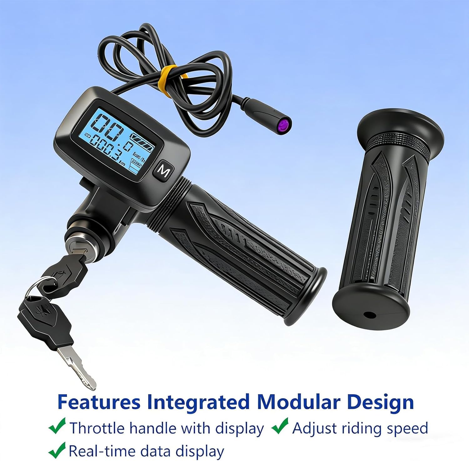 48V Ebike Throttle with M Key Button for Tutti Soleil 01 for Tuttio Soleil01 Electric Bike, Ebike Speedometer Throttle with Integrated Display (Note: No 'M', No Buy)