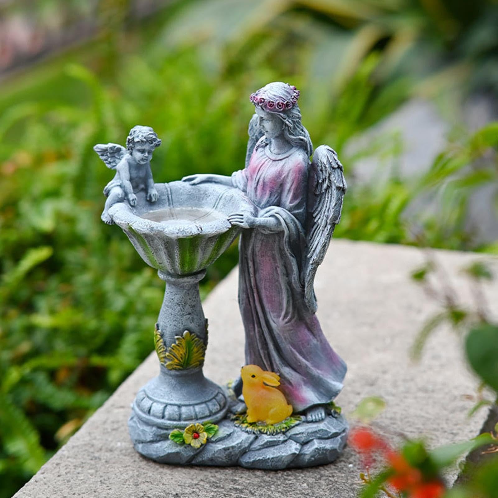 Statua anio?a, ?ywica zasilana energi? s?oneczn?, artystyczna dekoracja podwórka, elegancka ozdoba ogrodowa balkon, parapet, do salonu, 29,5 x 17 x 11,5 cm