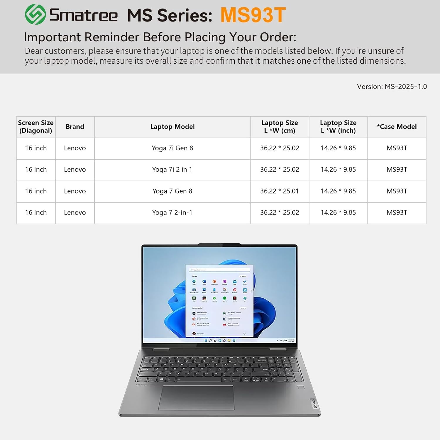Smatree MS93T Hard EVA Protective Sleeve Case with Stand Compatible for 16 inch Lenovo Yoga 7/7i 2 in 1, for 16 inch Lenovo Yoga 7/7i Gen 8