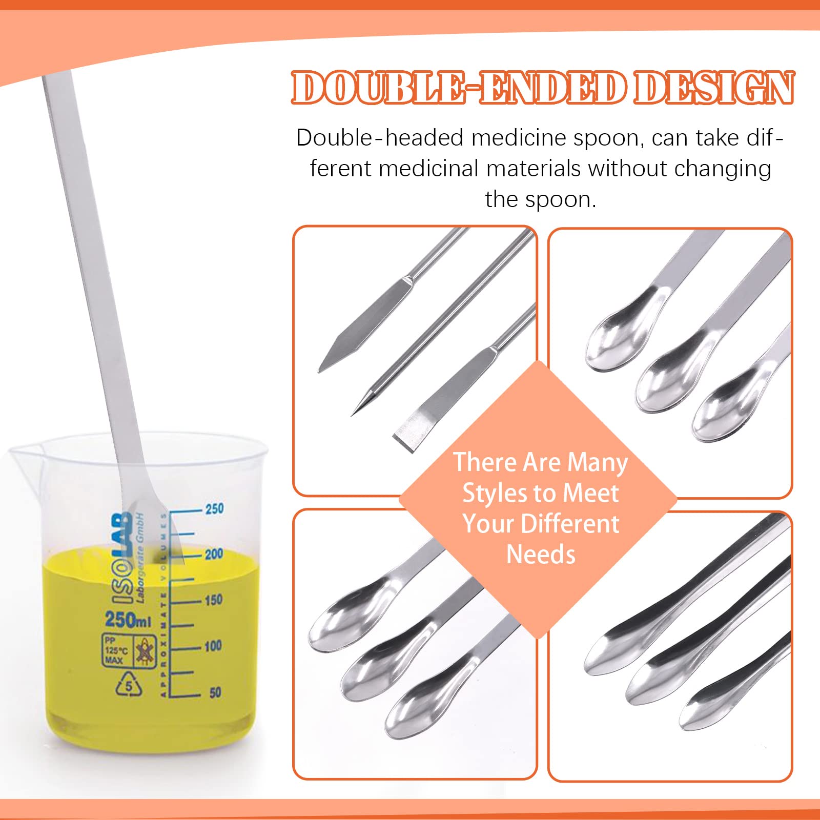Tanstic 23-teiliges Laborspatel aus Edelstahl, Mikroschaufel-Set, bestehend aus 22 Stück, 7 cm, 16 cm, 18 cm, 20 cm, 22 cm, Labor, Messlöffel, langer Probenlöffel mit 1 Paar Handschuhen