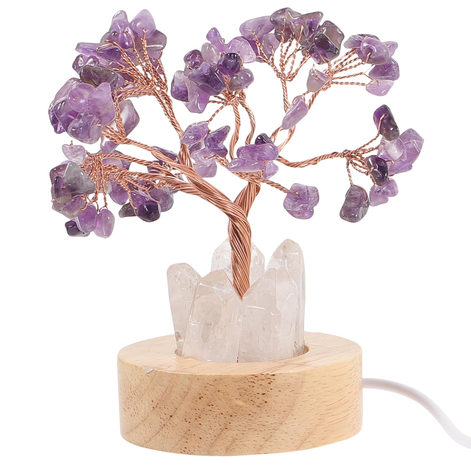 Amethyst Tree Night Light Small Decorative Bedside Lamp for Bedroom 4.52X2.36X2.36In Compact Crystal Night Light for Home Ambiance