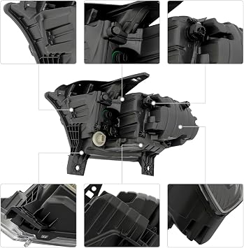 Front Headlight Assembly for Dodge Durango 2021 2022 2023 Right Passenger Side Front Head Lamp Replacement Clear Lens Black Housing 68433778AE (RH)