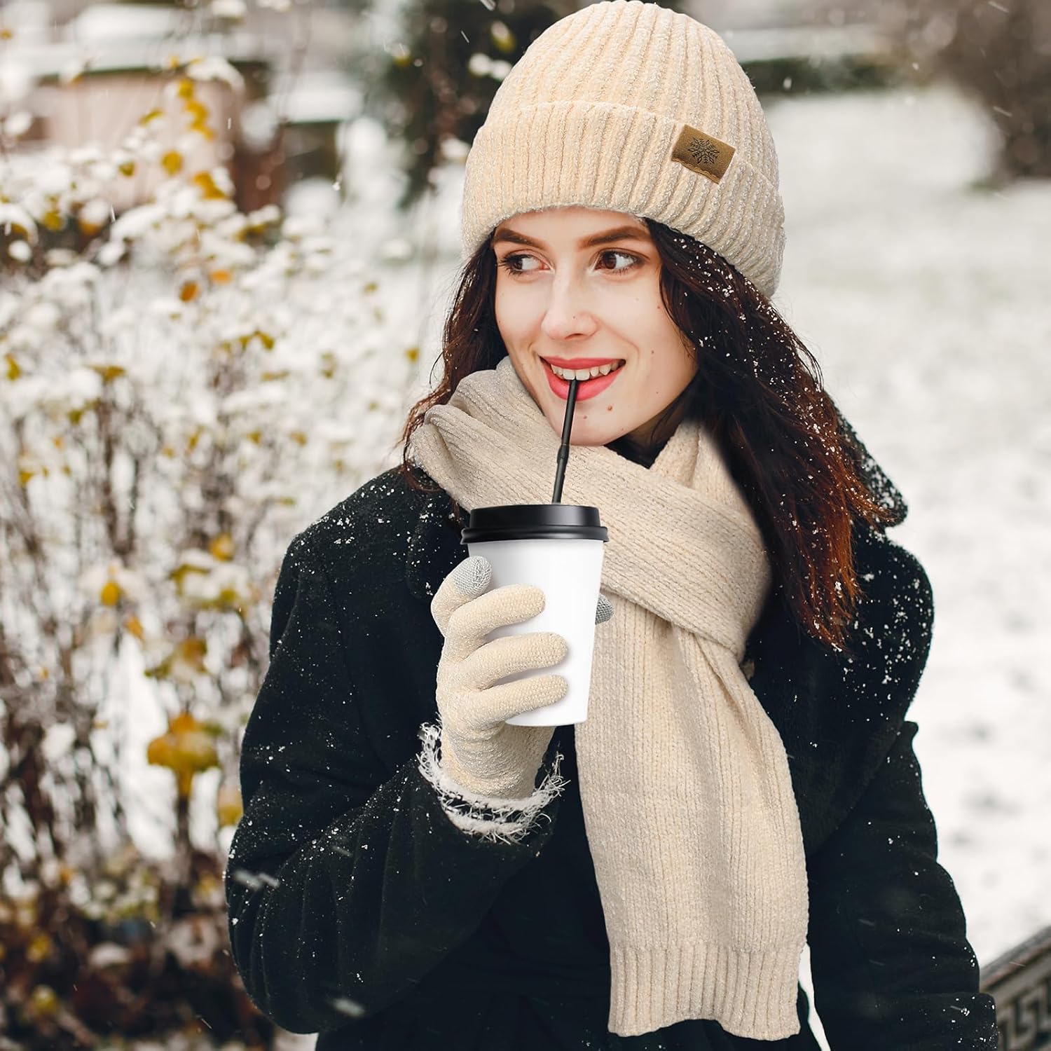 Pleneal Winter Hat Gloves Scarf Set for Women Men Warm Lining Beanie Hats Touchscreen Gloves Thick Soft Scarf - Image 6