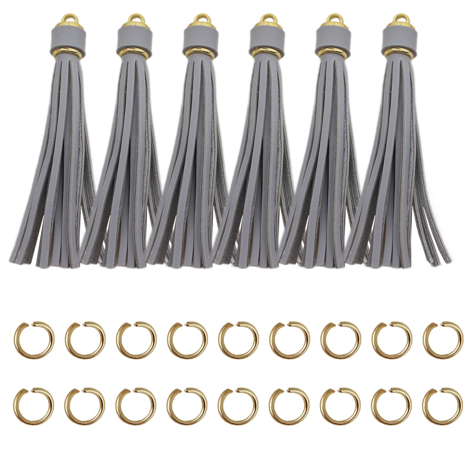 4.3'' Gray Leather Tassels 12Pcs for Keychains