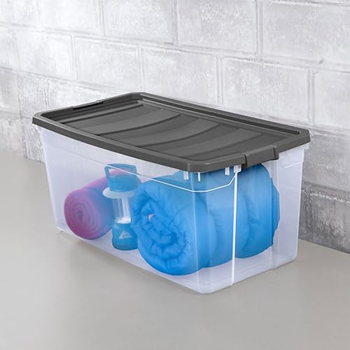 Miniatura 5 de Sterilite Paquete de 3 cajas apilables modulares, contenedores de almacenamiento de plástico transparente duraderos con tapas de cierre, 200 cuartos
