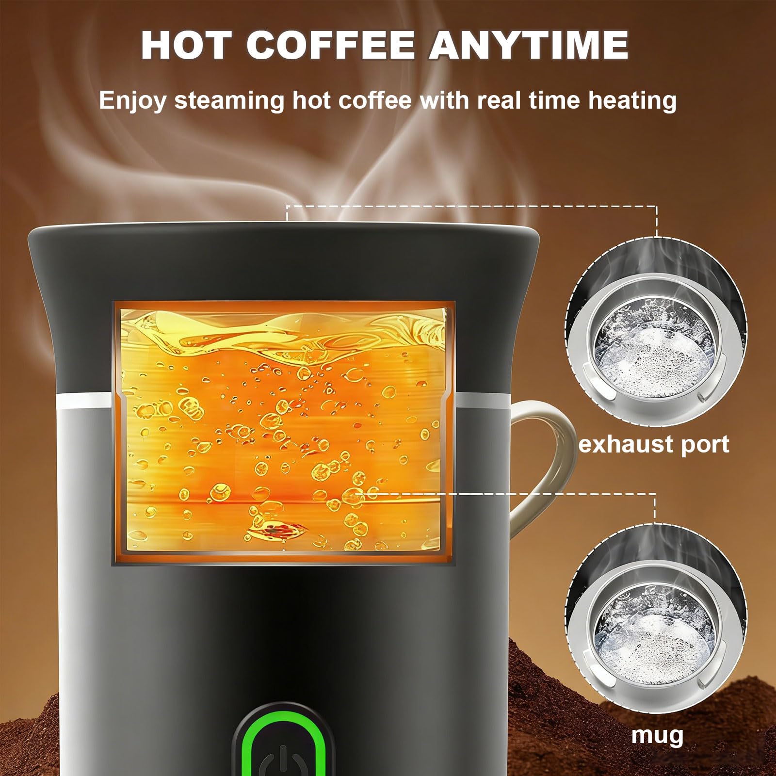 Cafetera eléctrica portátil 3 en 1 con batería de 7500 mAh, calentamiento rápido en 5 minutos, ideal para camping y viajes