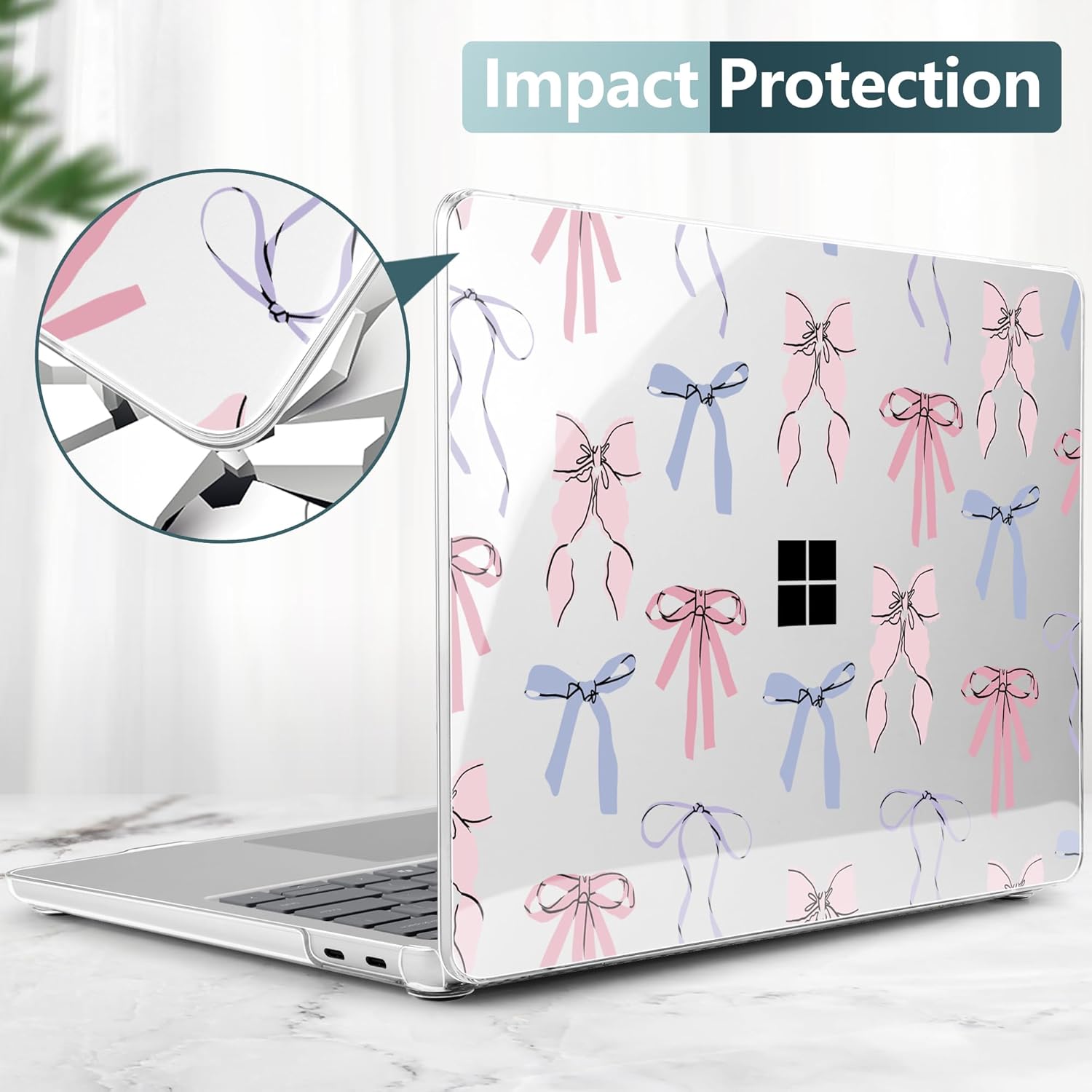 Creative Clear Case for Microsoft Surface Laptop 13 inch Copilot+ PC 2025 (Latest Model), Ultra-Slim Lightweight Protective Cover with Artistic Pattern, Pink Bow - Image 5