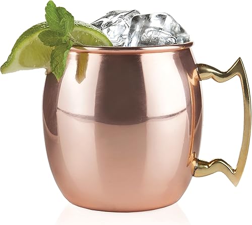 Miniatura 17 de Twine Moscow Mule tazas, acero inoxidable Moscow Mule Cup, Cocktail drinkware, Copper Bar Cart Accesorios, 16oz, Rojo