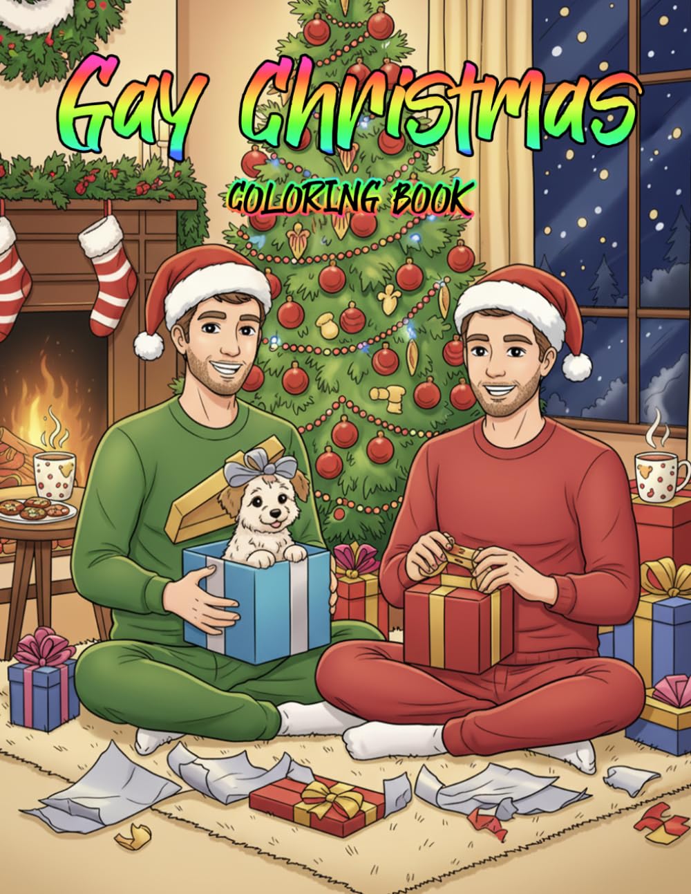 Gay Christmas Coloring Book: Festive Holiday Activity For Gay Men Featuring Handsome Guys And Cozy Queer Christmas Scenes