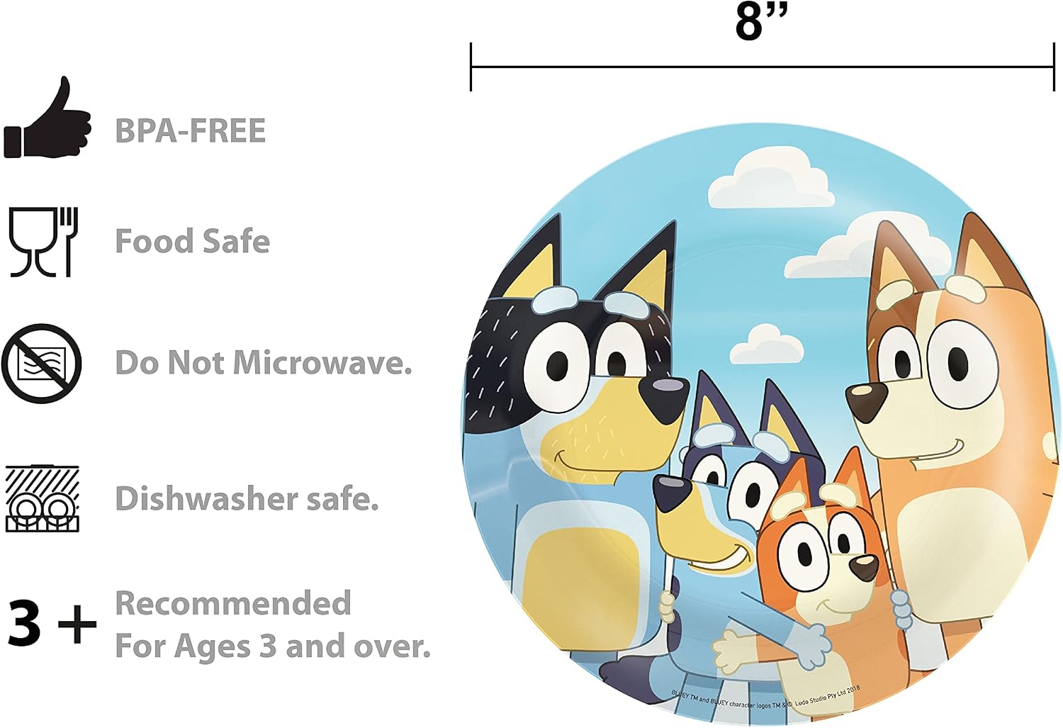 Zak Designs Bluey Kids Dinnerware Set Includes Plate, Bowl, and Tumbler, Made of Durable Melamine Material and Perfect for Kids (3-Piece Set, Non-BPA)