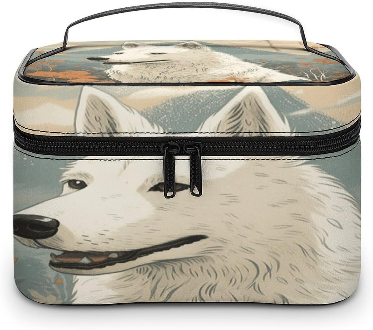 Pen Next to Dog Makeup Bag with Handle Fashion Portable Travel Toiletry Bag Exquisite Large Capacity Cosmetic Bags Lightweight Travel Accessories Storage Bags for Women