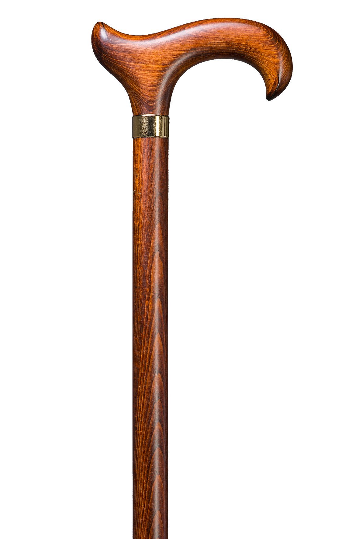 Gehstock X-Size Derby Kirsch, kräftiger Derbygriff, Massive Buche, geflammt kirschbaumfarben gebeizt. Stahlkern extra starken Halt, Gummipuffer,110 cm