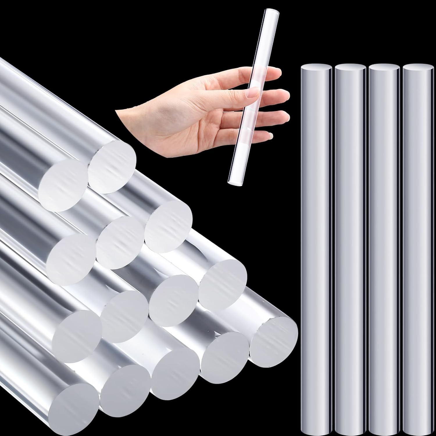 Clabby 26 Pieces Acrylic Clay Roller Plastic Clear Round Tube Roller Pin Polymer Clay Tools for DIY Handmade Crafts Handmade Art Supplies, 6.5 x 0.5 Inch