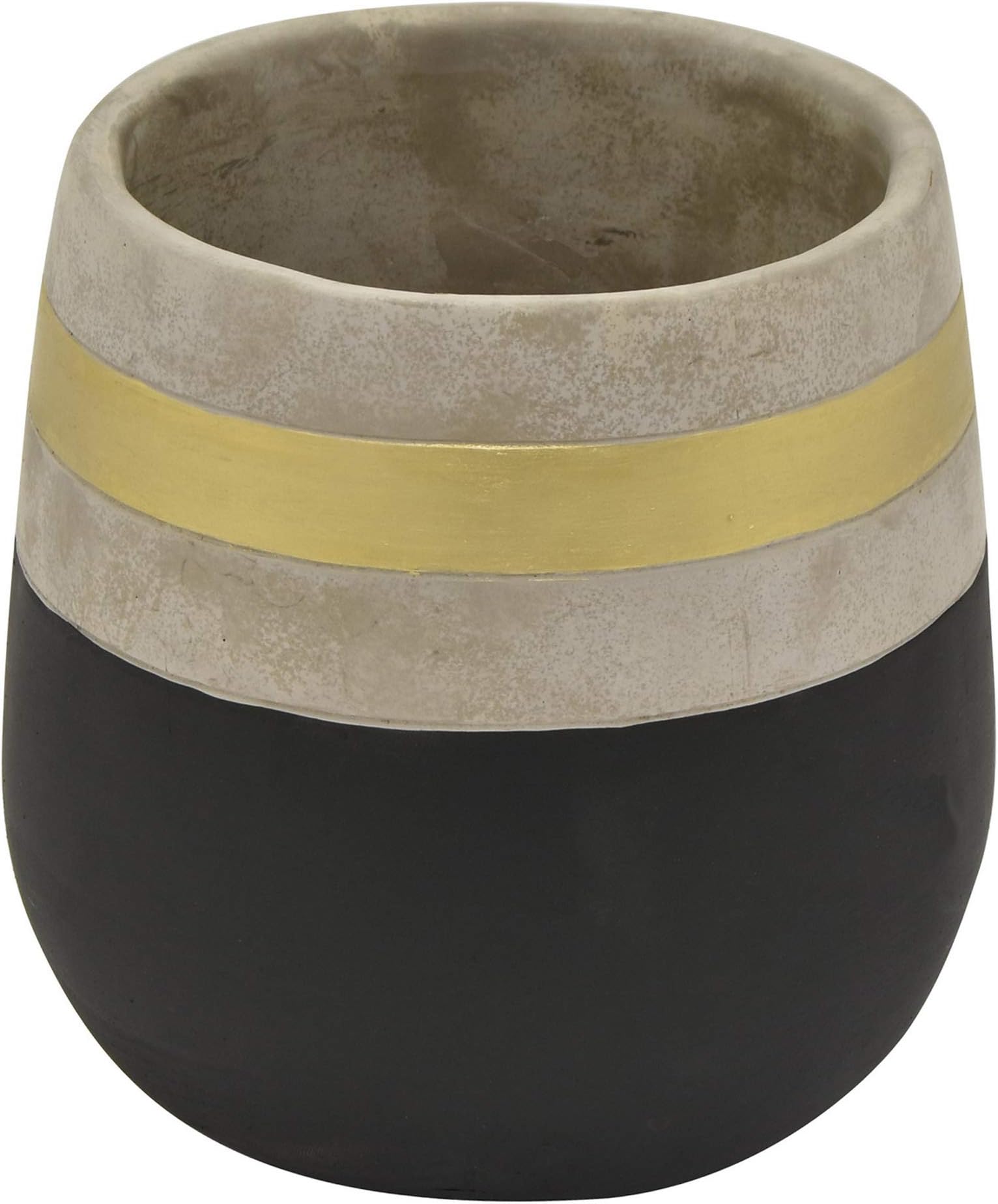 Three Hands 9" Flower Pot-Black & Gold-Black