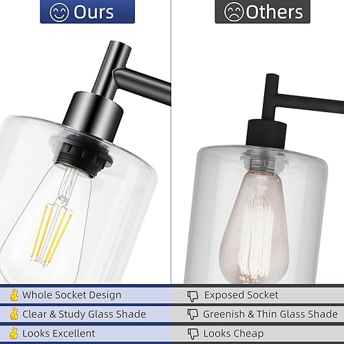 Miniatura 10 de Lámpara de pie industrial con pantalla de vidrio colgante, color marrón aceitado, luz de poste para interiores con base Edison E26, lámpara alta