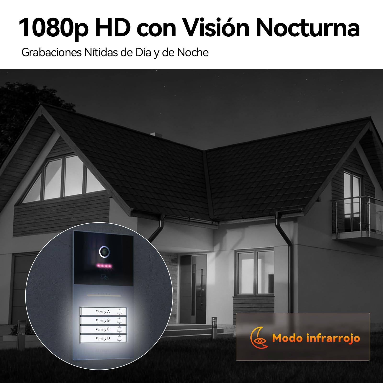 TMEZON Videoportero WiFi 2 Hilos,Sistema de Intercomunicación con 7'' Monitor Táctil a Color,Timbre Metálico de 1080P con Cámara,detección de Movimiento Humano,Desbloqueo en Remoto,para 4 familias