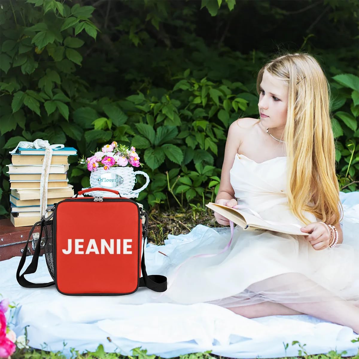 Custom Name Lunch Bag Personalized Insulated Cooler Lunch Box Leakproof Reusable Lunch Tote Bag for Work Office Picnic Travel for Girls Boys Men Women,Red 3