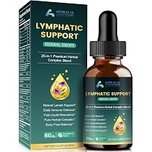 Lymphatic Drainage Drops, 25-in-1 Botanical Complex with Dandelion, Burdock Root, Echinacea, Turmeric and Vitamins, Lymph System Supports Natural Balance & Immune Health, 60ML