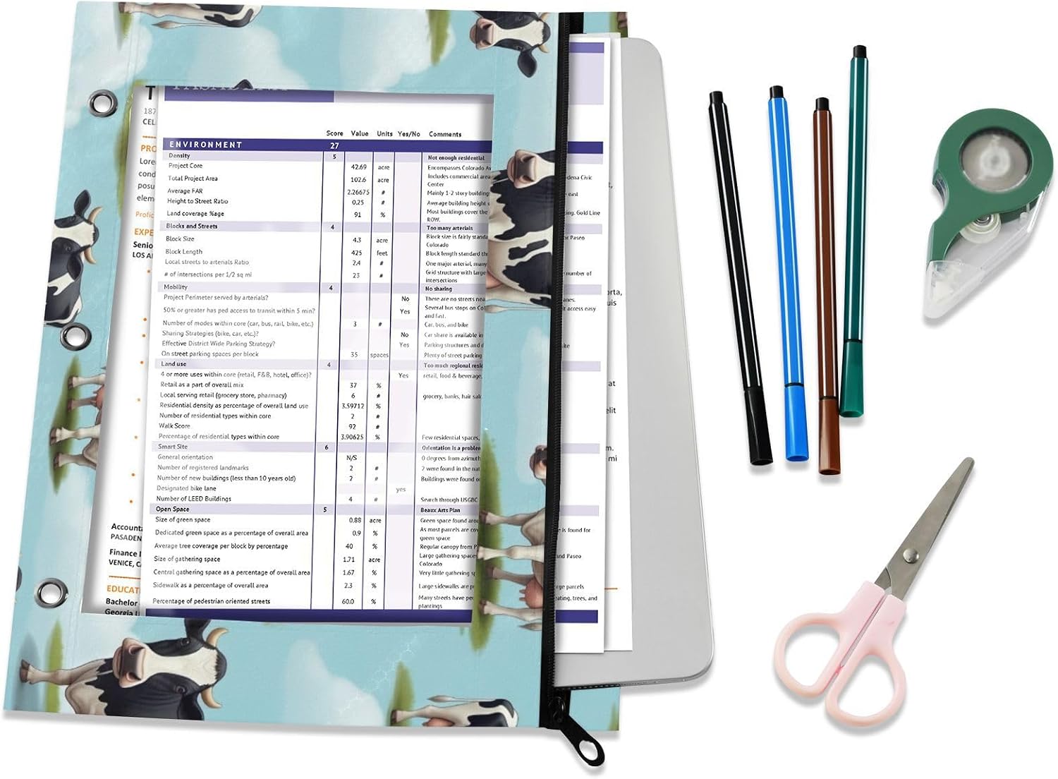 Cows Blue Clear School Supplies Pencil Bag