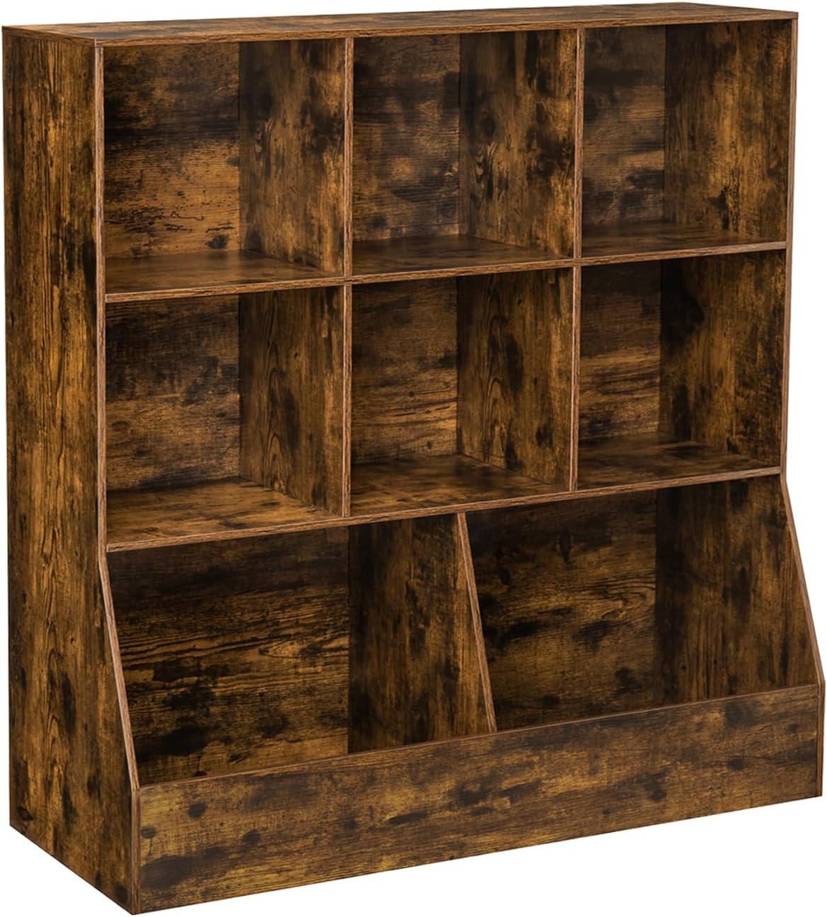 DINZI LVJ Toy Storage Organizer, Kids Bookshelf, Wood Toy Storage Cabinet, 3-Tier 8 Cubby Children Bookcase, 39.4" L Toddler Book Shelf for Playroom, Living Room, Nursery, School, Rustic Brown 3-Tier 39.4" Rustic Brown
