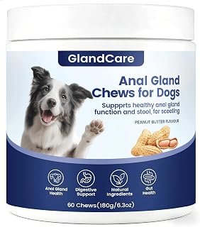 GlandCare Plus Anal Gland Chews for Dogs, Dog Anal Gland Supplement - Pumpkin, Psyllium Husk, Fiber, Supports Gut & Digestive Health (1)