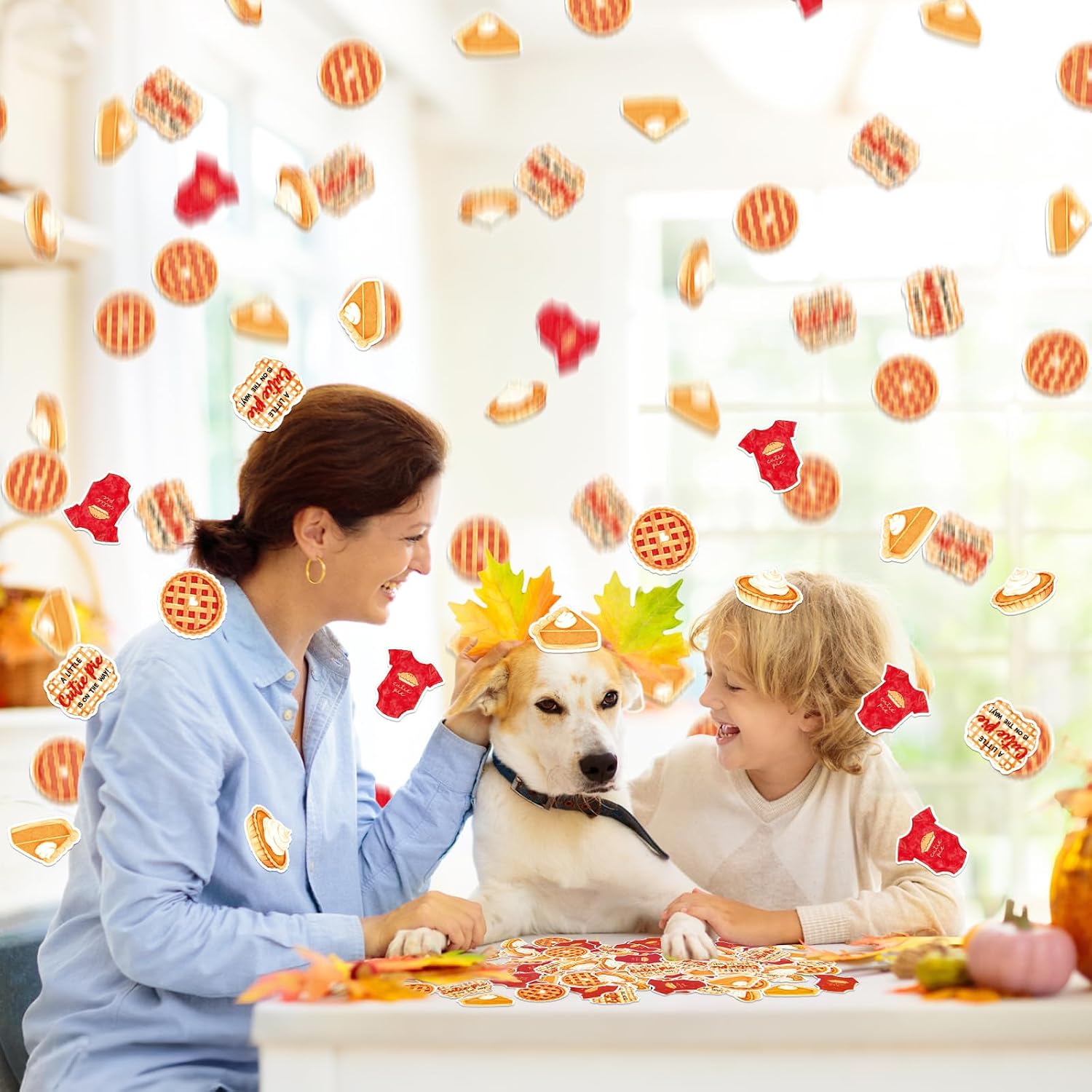 Whaline 300Pcs Fall Baby Shower Decoration Little Cutie Pie Table Confetti