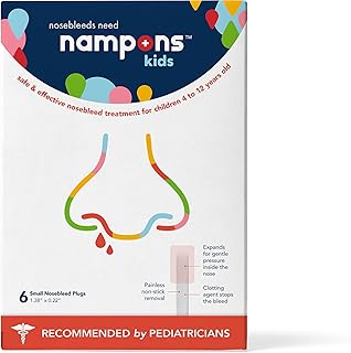Nampons Kids Nosebleed Stoppers - 6 Easy to Use Nose Bleed Stopper Plugs Kit for Kids. Trusted by Pediatricians. Hypoallergenic Clotting Agent Stops Nosebleeds Fast On Contact. Safe and Pain-Free