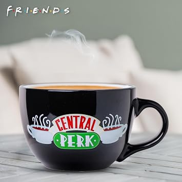 Silver Buffalo FRIENDS Central Perk Black Ceramic Mug Oversized for Coffee, Soup, 24 Ounces