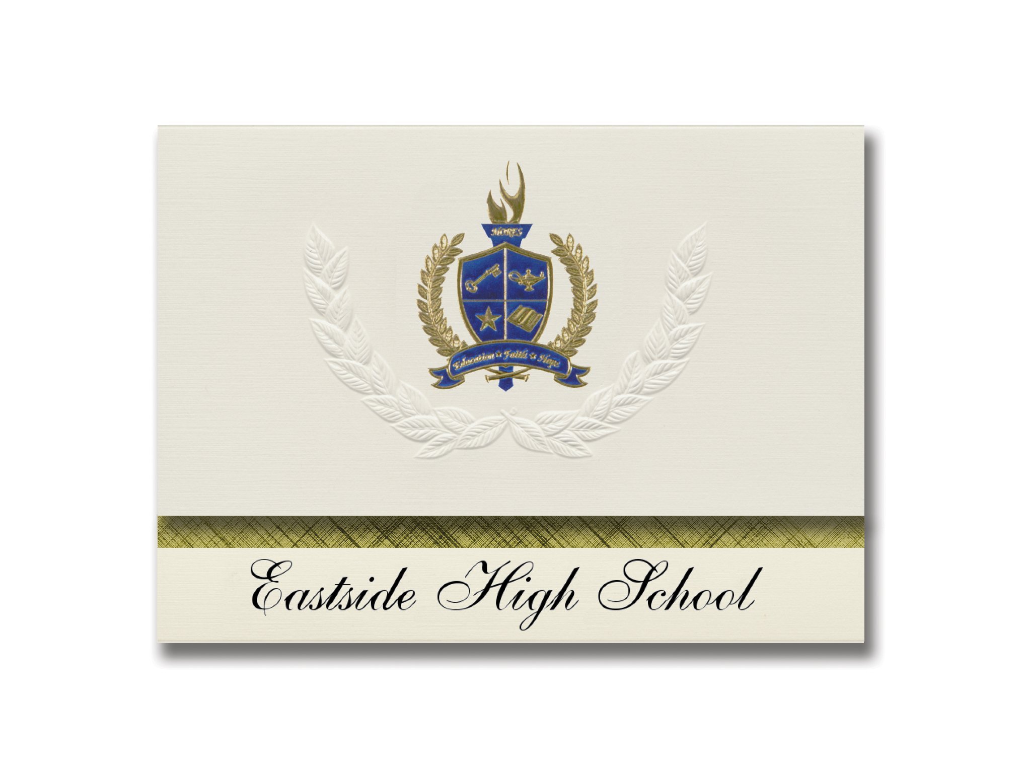 Signature Announcements Eastside High School (Covington, GA) Graduation Announcements, Presidential Style, Basic Package of 25 with Gold & Blue Metallic Foil Seal