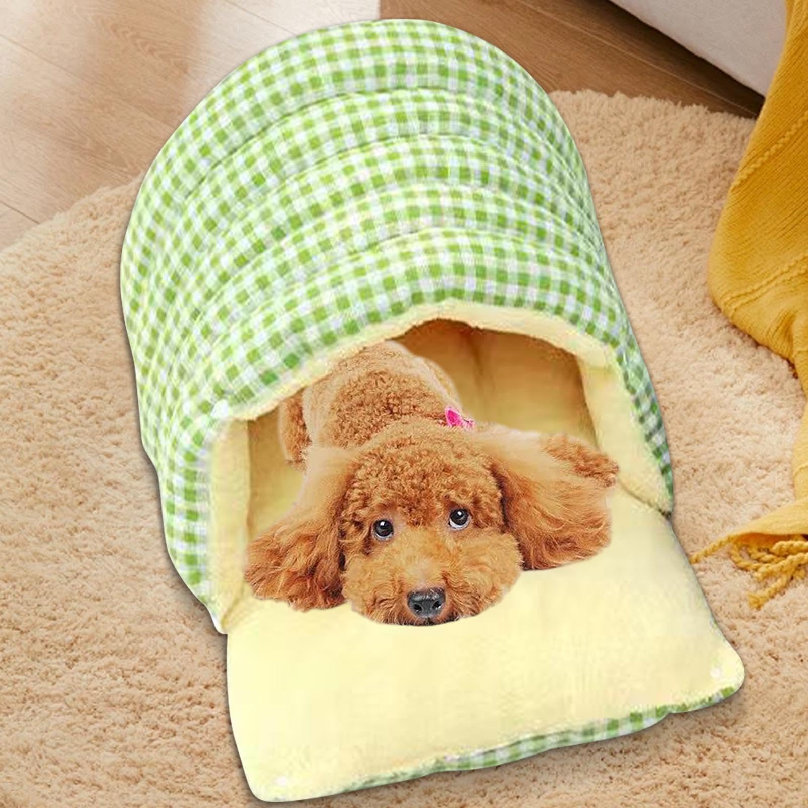 Cama de cueva para gatos, cama cubierta para gatos, linda cama extraíble y | cerrada para cachorros, bolsa de calor portátil para mascotas, accesorio de sueño lavable para sofá, cama, silla y suelo