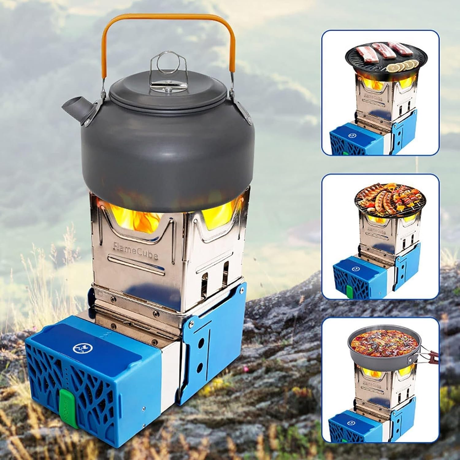 Wood Burning Camp Stove,Outdoor Portable Wood Burning Camp Stove Generating Electricity from Fire,Folding Backpacking Furnace USB Charging Emergency Stove
