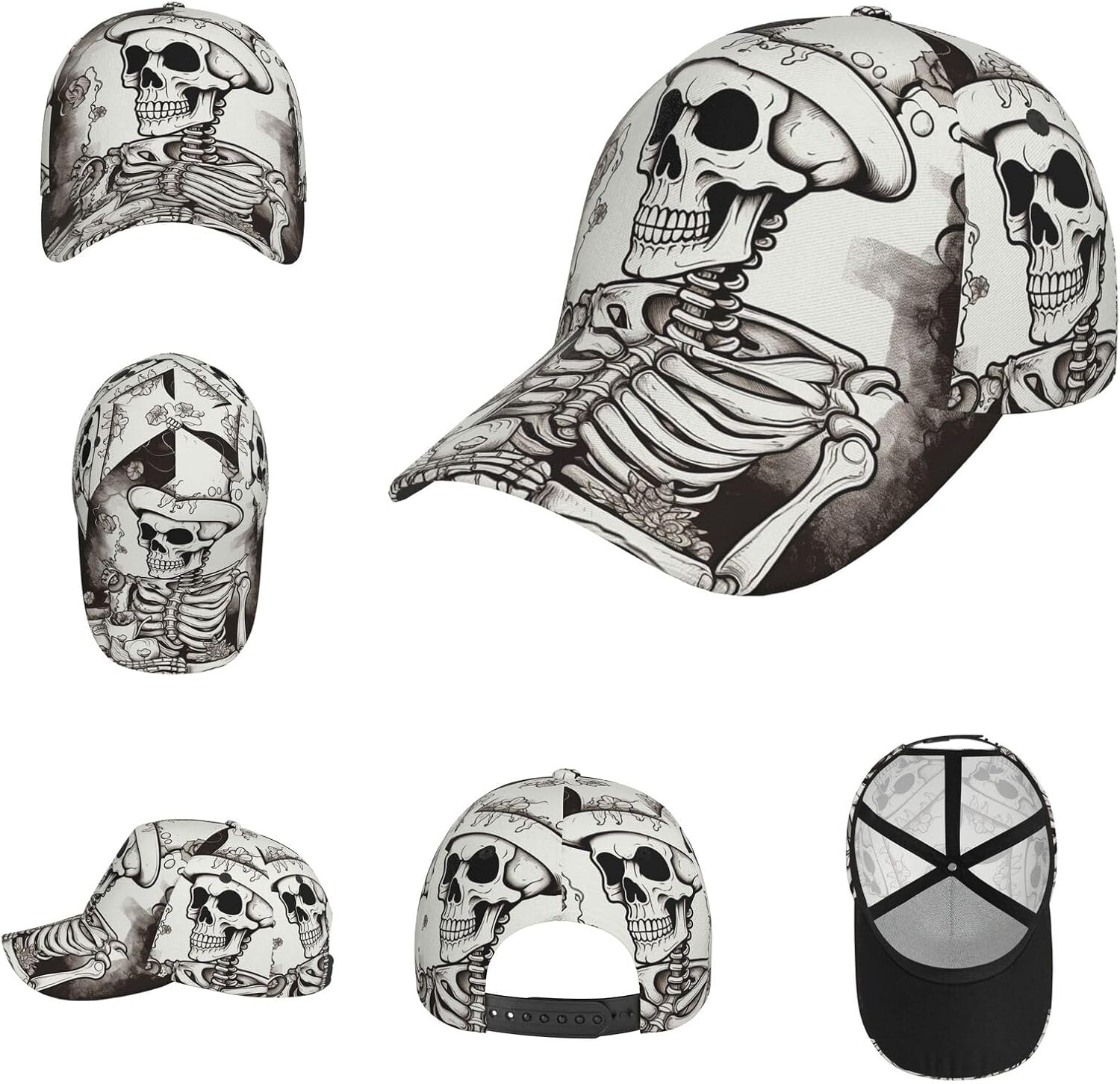 Skeleton Chef Baseball Caps Ajustable Golf Dad Hats Gift for Men Women Sport Hat Outdoor Visor Hats Black