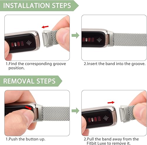 Miniatura 5 de Meliya Correa de metal compatible con bandas Fitbit Luxe para mujeres y hombres, paquete de 2 correas de malla de acero inoxidable ajustables para