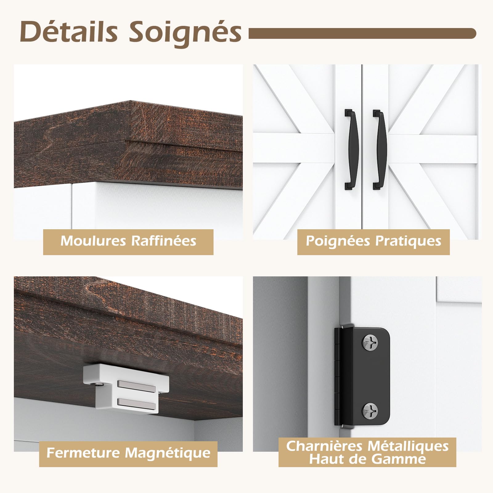 COSTWAY Armoire Murale Salle de Bain, Meuble WC Suspendu avec 2 Portes, Étagère Réglable, Compartiment Ouvert, Style Ferme, Placard de Rangement pour Toilette, Salon, 55 x 19 x 60 cm (Blanc)