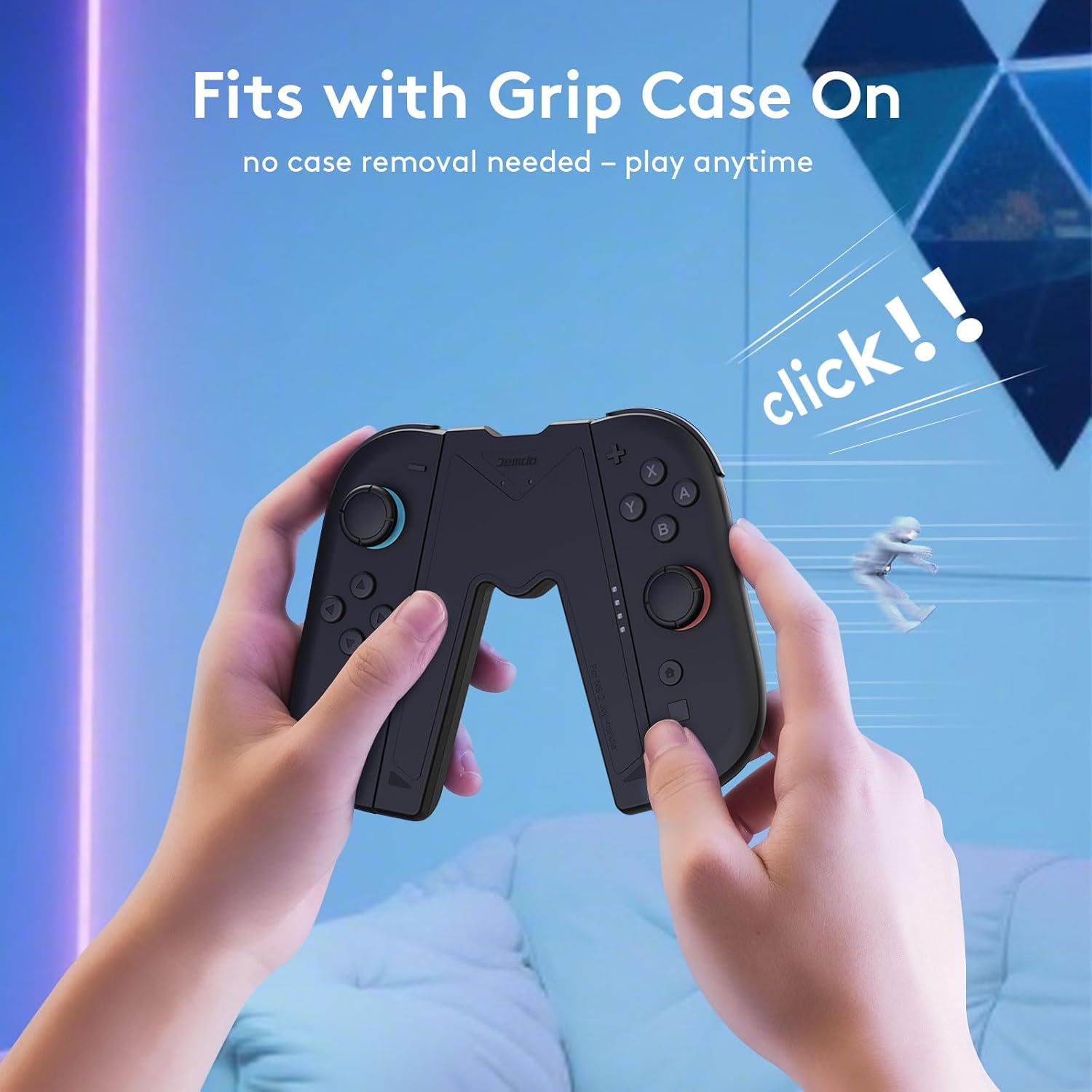 JEMDO Magnetic JoyCon Charger Grip Compatible with Nintendo Switch 2 Only – Ergonomic LED Charging Grip for JoyCon 2 with USB C Cable, Travel-Ready, Black [nintendo_switch_2] - Image 5