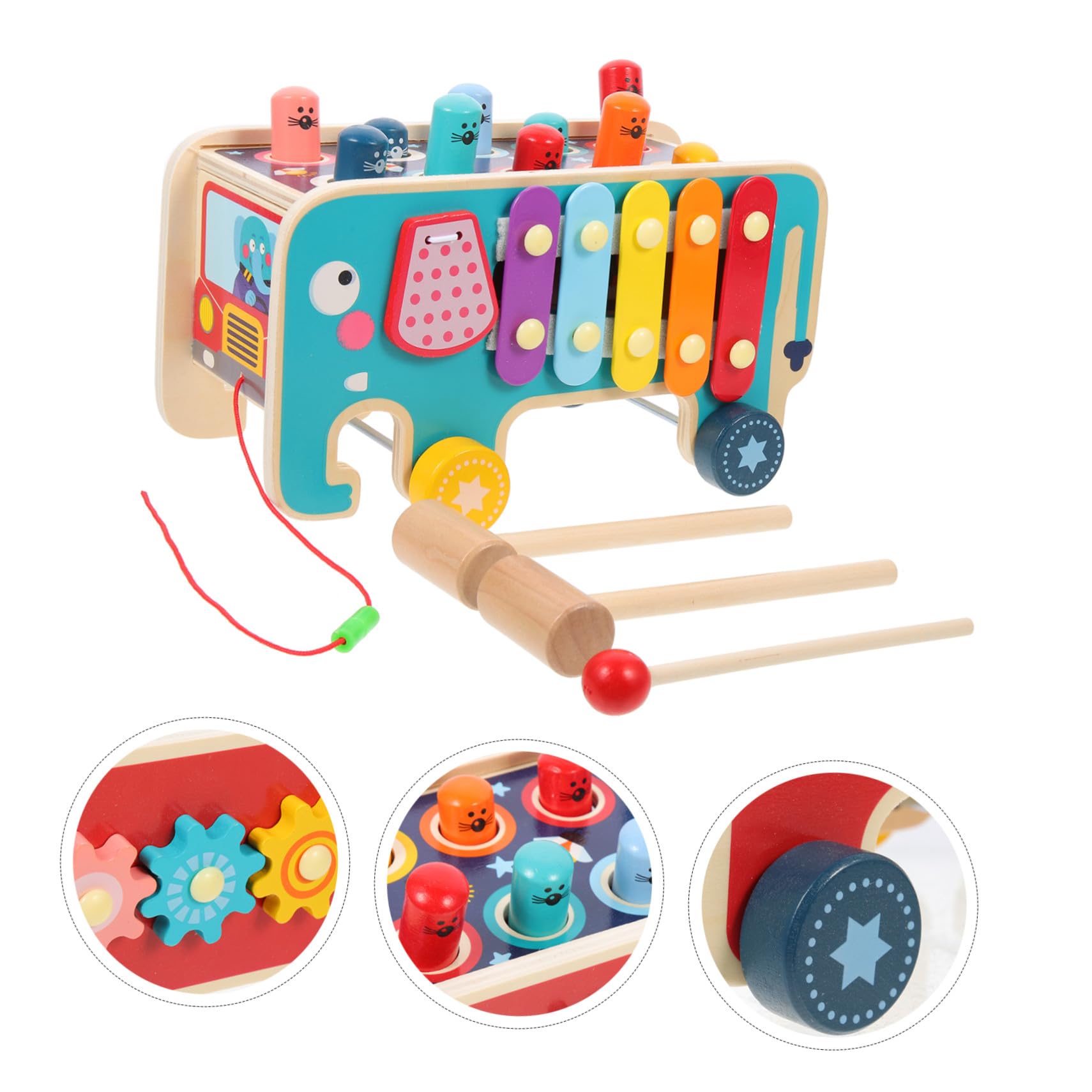 ifundom Giocattolo Musicale Pianoforte Didattico in Legno per Ragazzo Ragazza Ragazza Strumento Percussione Educativo Martello e Xilofono Combinati per Scuola Materna