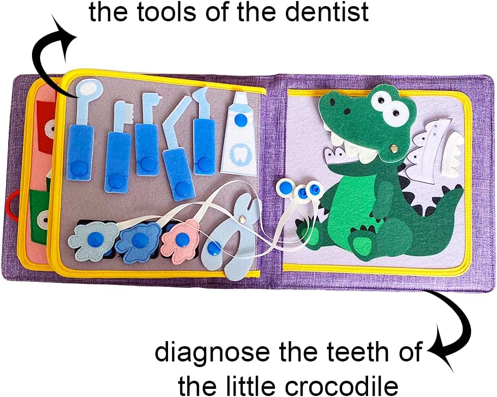 Montessori Fabric Quiet Book for Toddlers 3 4 5 6 Year Old - Toddler Busy Book with Touch, Feel and Learn Activities for Boys and Girls Travel Toys Sensory Book Baby Gifts