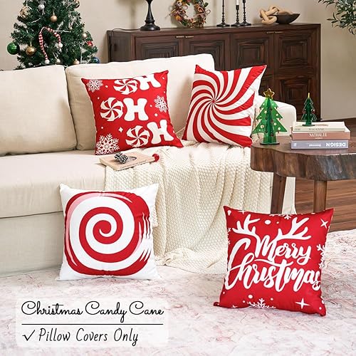 Miniatura 10 de Juego de 4 fundas de almohada lumbar de Navidad en blanco y negro de 12 x 20 pulgadas, decoración de Navidad negra, copo de nieve, árbol de Navidad,