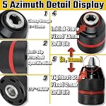 Keyless Hand Power Drill Chuck 1/2”-20UNF Mount, 2~13mm Self-tighten Drill Chuck,Keyless Chuck for Multiple Purposes(Before Purchasing,Make Sure That Your Drill Chuck is 1/2 "-20UNF)