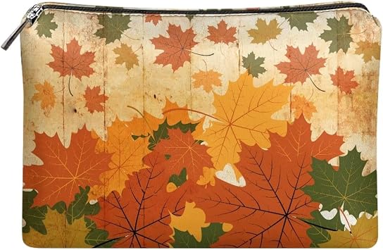 Flashideas Yellow Maple Leaf Makeup Bags for Women Travel Accessories Makeup Bag Durable Lightweight PU Leather Portable Versatile Portable Leather Waterproof Cosmetic Bag
