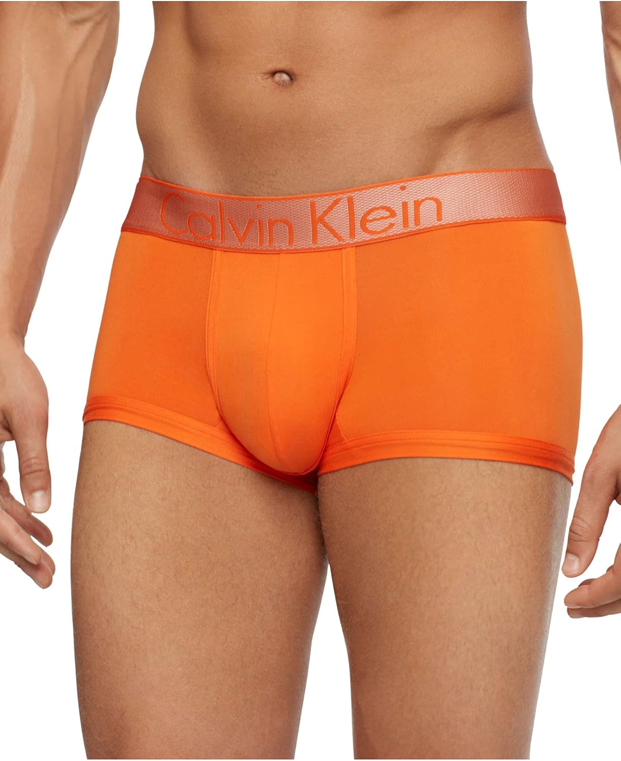 Calvin Klein Underwear Men's Customized Stretch Micro Low Rise Trunks, Red Orange, XL