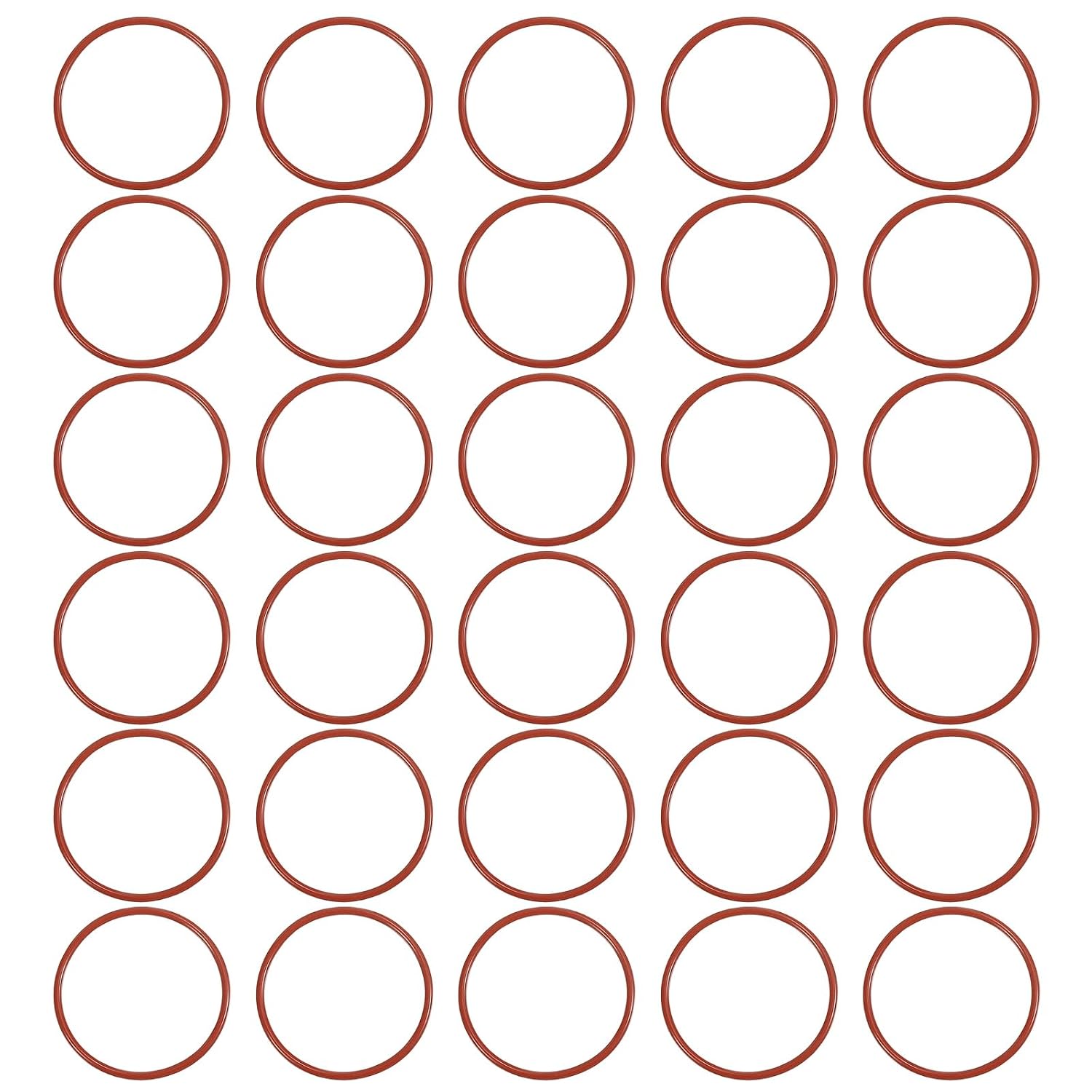MECCANIXITY Silicone O-Ring 42mm ID 46mm OD 2mm Width Metric VMQ Sealing Gasket Replacement 50A Durometer for Plumbing Compressor Faucets Valves Repair (Red, Pack of 30)