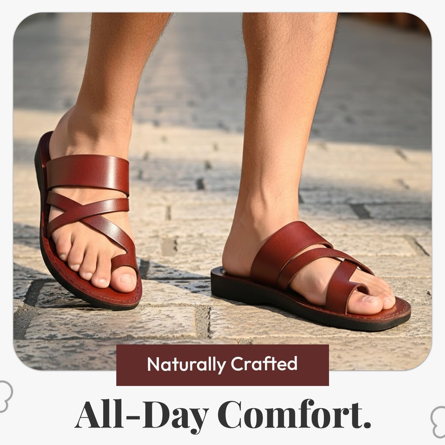 Holy Land Market Biblical Jesus Leather Sandals, Jerusalem, Shepherd Field II image 2
