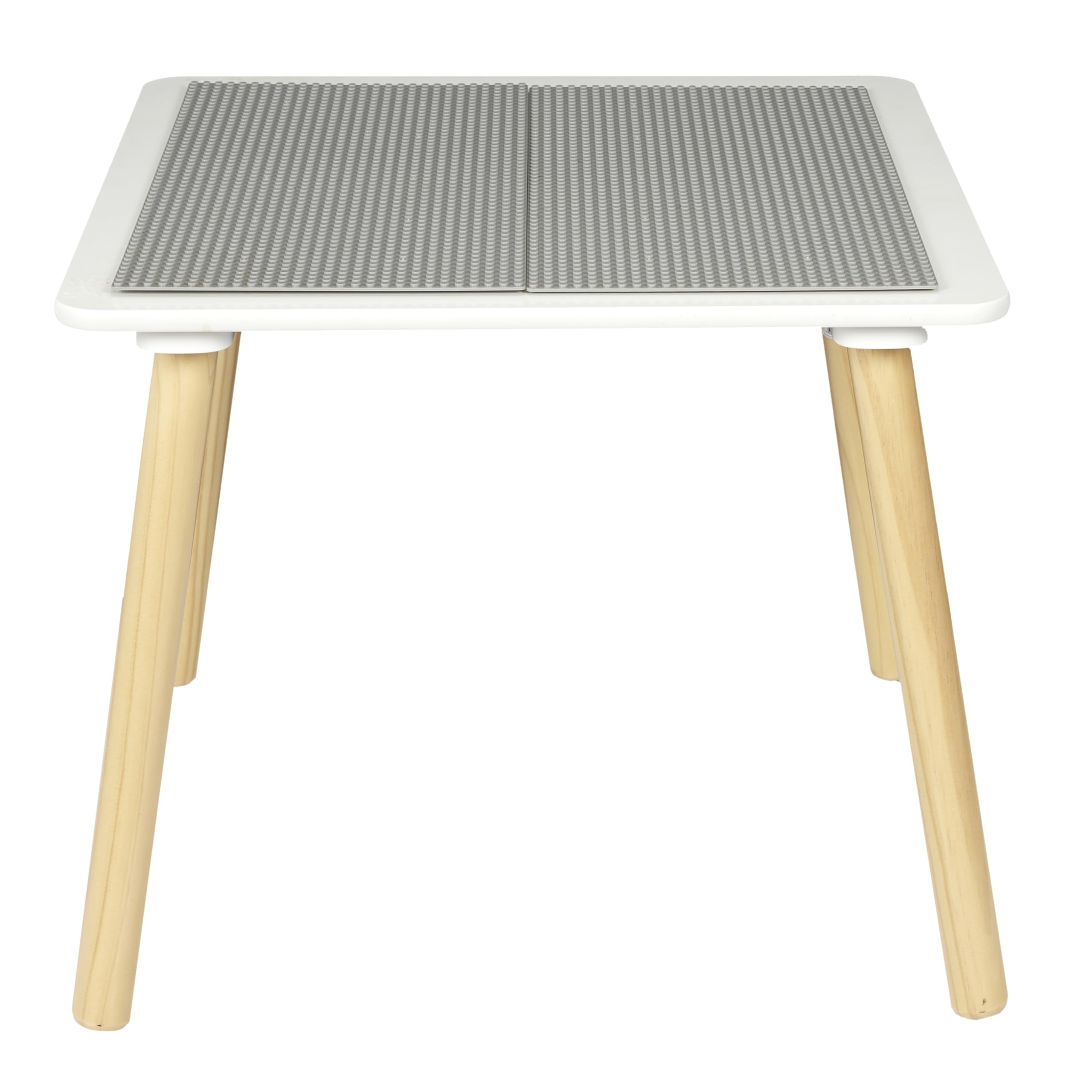 HOME DECO KIDS - HD7126 Table d'Activité pour Enfants - Mobilier de Décoration - Chambre - Matériaux Naturels - 52 x 52 x 44 cm - Blanc/Gris Clair/Bois