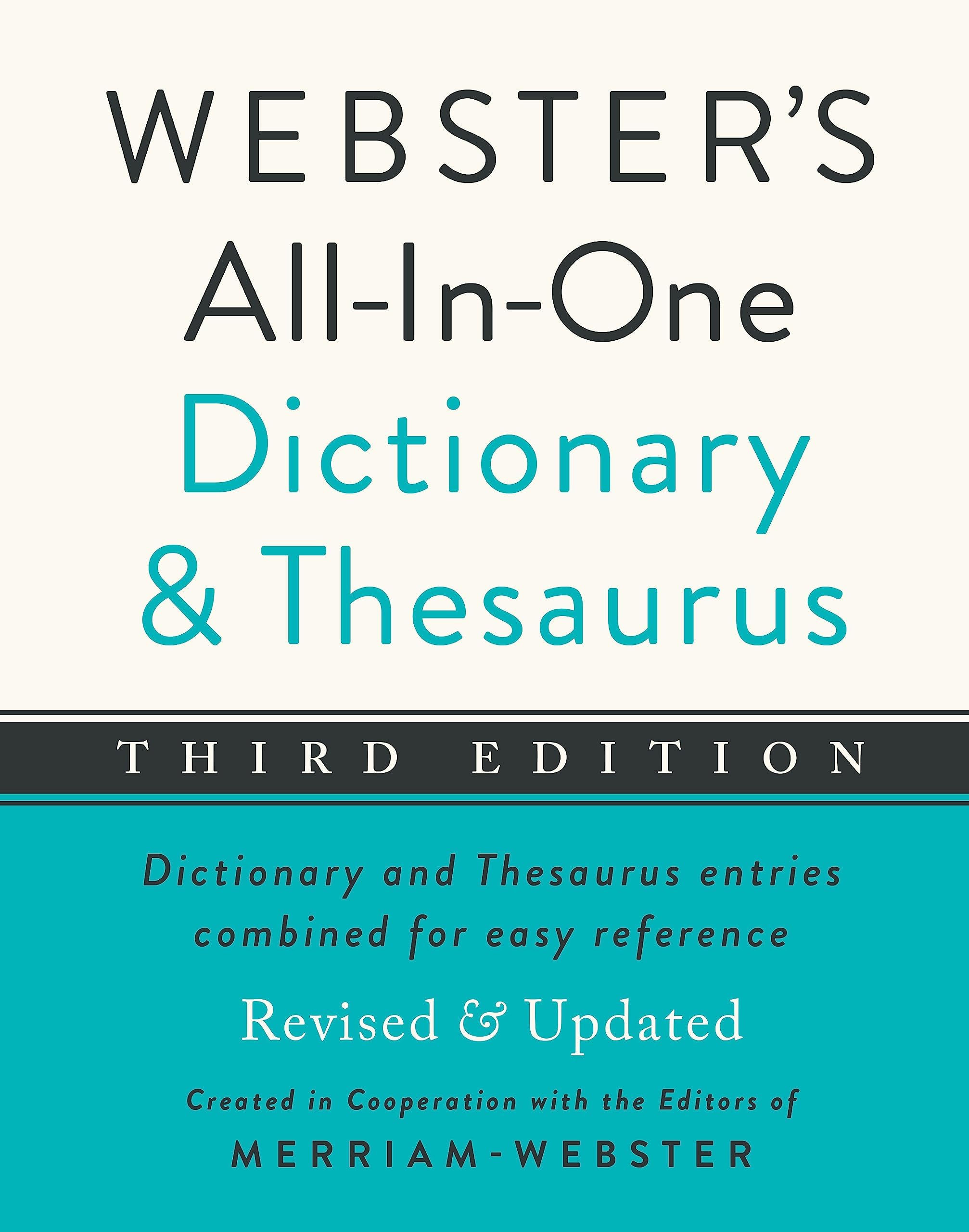 Webster's All-In-One Dictionary and Thesaurus, Third Edition, Newest Edition