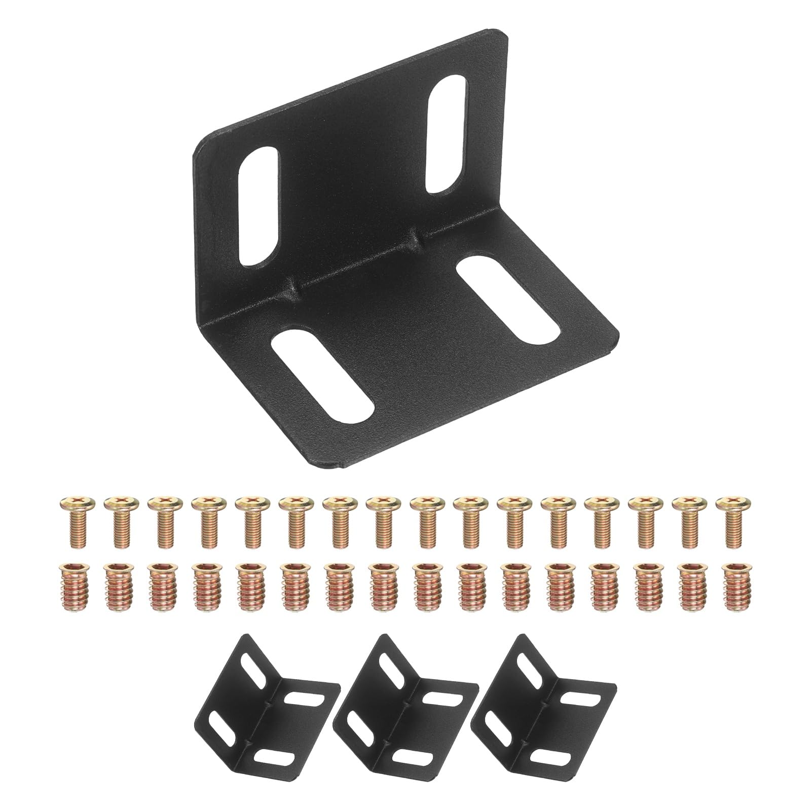 QUARKZMAN 4 Pezzi Staffe Angolari 2.95" Carbon Steel L-Bracket Nero | Supporto Angolare Staffa Giunto Angolo Retto, Con Viti, Per Scaffalature In Legno Mobili